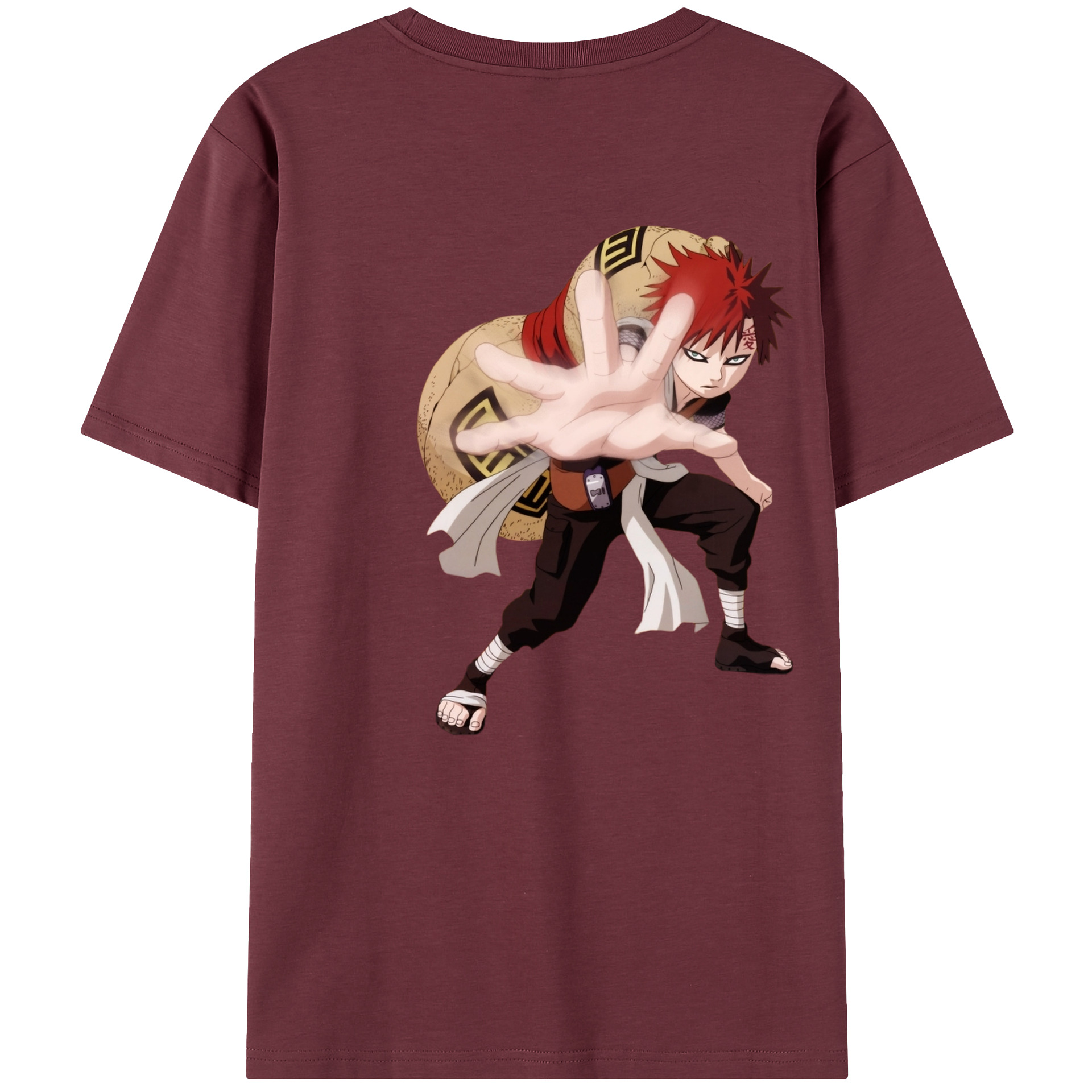 （画像用） NARUTO -ナルト- ガアラ Gaara 綿100％半袖Tシャツ（背面プリント）